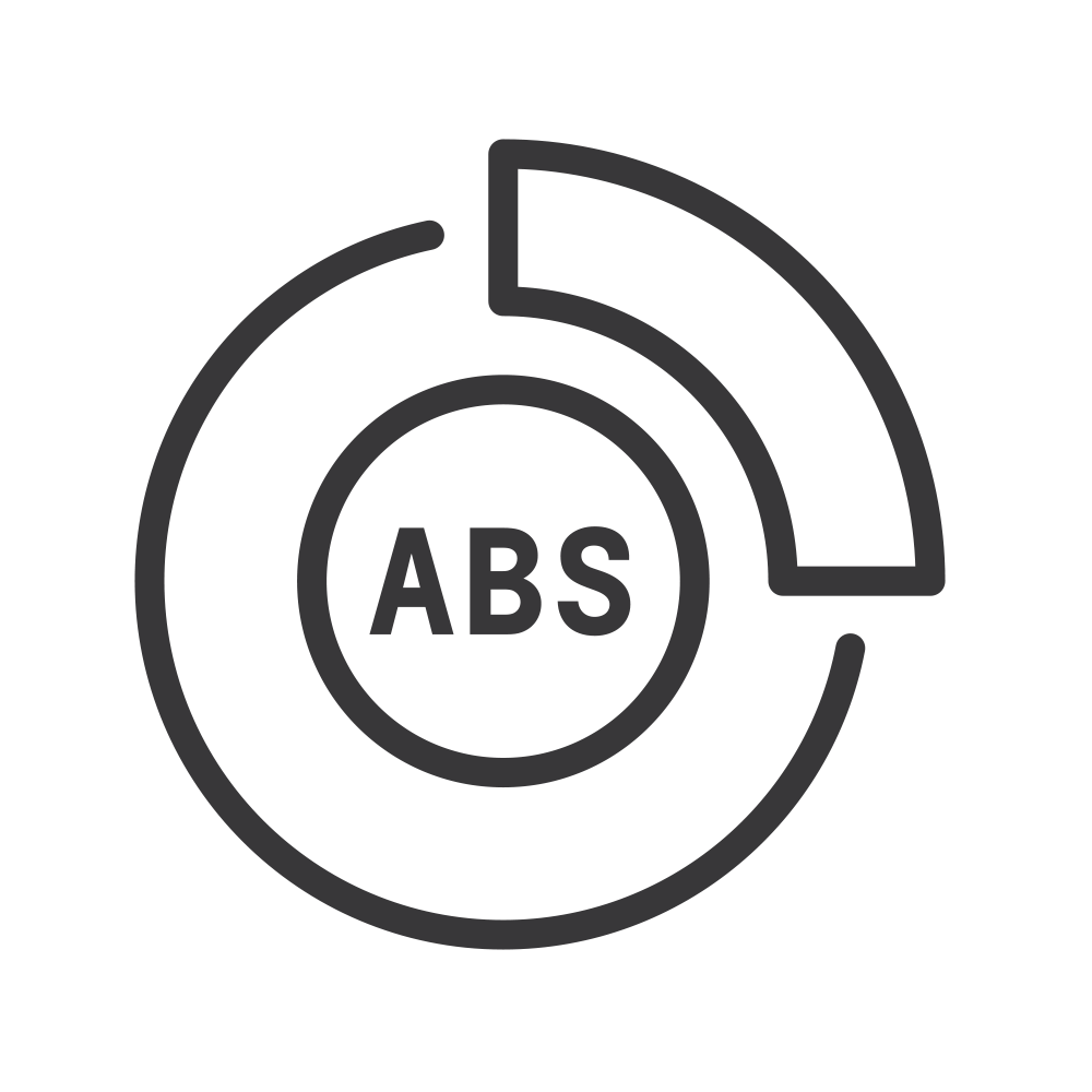 Ícono frenos de disco con ABS en las 4 ruedas, Chevrolet Aveo Hatchback 2025, auto compacto con sistema de seguridad activa